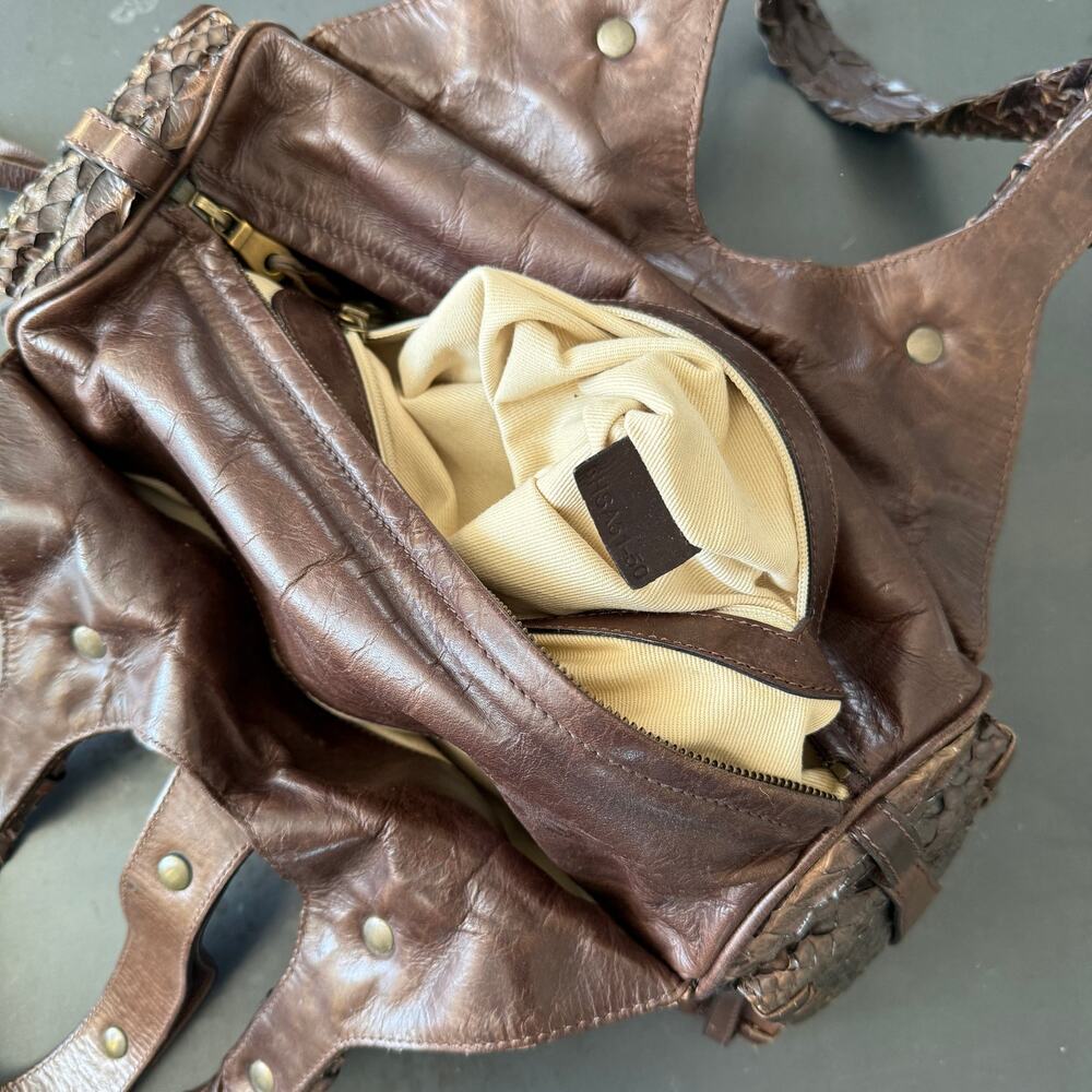CHLOE Silverado Handbag Shoulder Bag Brown Snakeskin Leather exotic skin Y2K - Picture 11 of 12